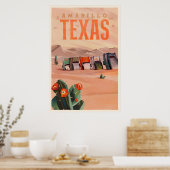 Amarillo, Texas Vintage Travel Art Poster (Keuken)