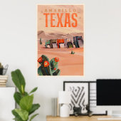 Amarillo, Texas Vintage Travel Art Poster (Thuiskantoor)