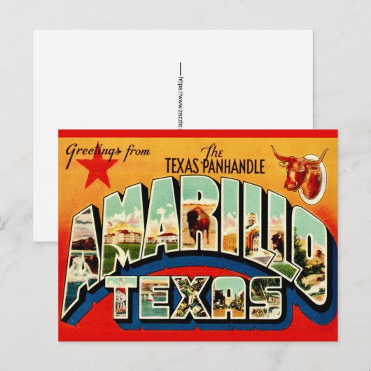Amarillo TX ansichtkaart Briefkaart (Voorkant / Achterkant)