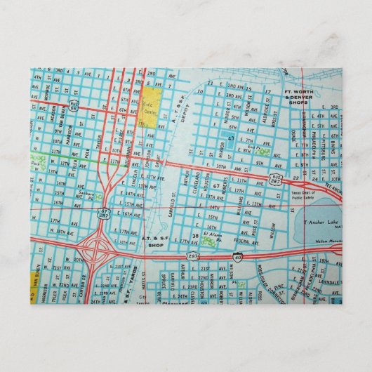 AMARILLO, TX  Map Briefkaart (Voorkant)