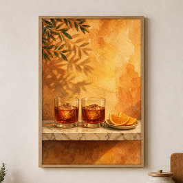 Amaro Brillen & Sinaasappelschijfjes Aquarel Poste Poster