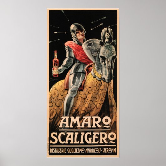 AMARO SCALIGERO Knight Italiaanse liqueur ad Poster (Voorkant)