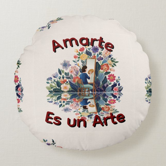 Amarte es un Arte Rond Kussen (Voorkant)