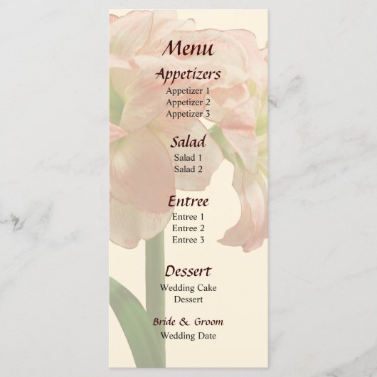 Amaryllis Aphrodite Trouwmenu Menu (Voorkant)