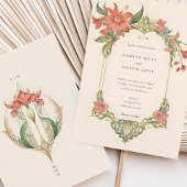 Amaryllis Art Nouveau bruiloft uitnodiging