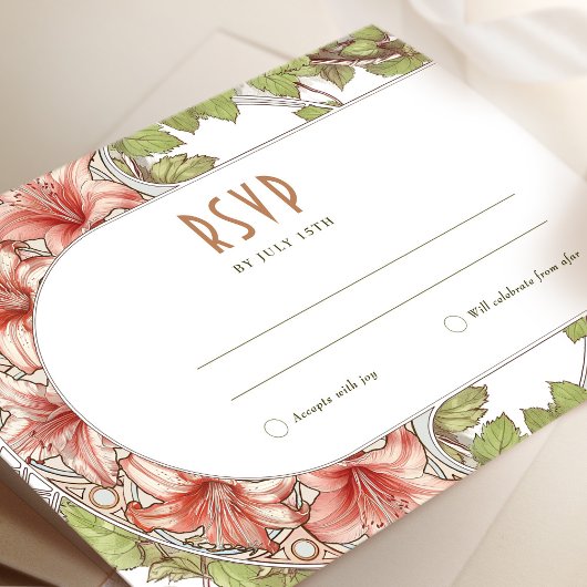  Amaryllis Art voor RSVP Nouveau Weddings Kaart