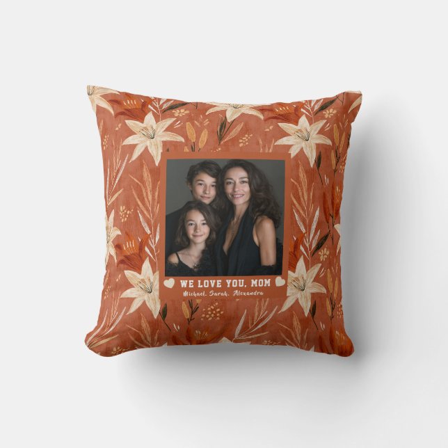 Amaryllis  Beste Mummy Mama Interieur Decor Retro Kussen (Voorkant)
