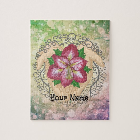 Amaryllis bloemen in handen legpuzzel (Verticaal)