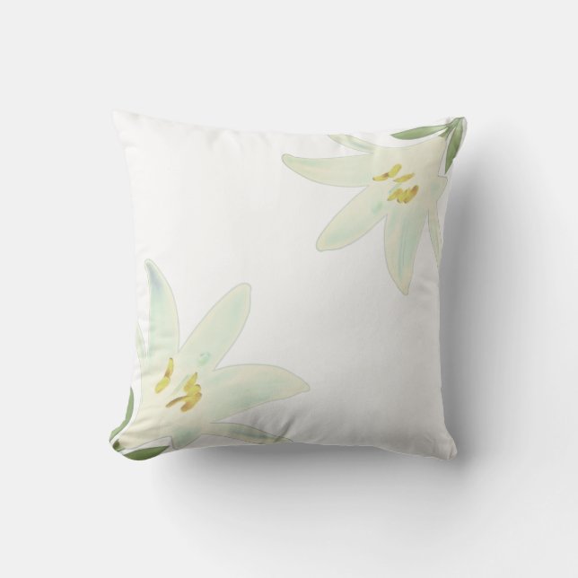 Amaryllis Bloemen op Witte Worp Kussen (Voorkant)