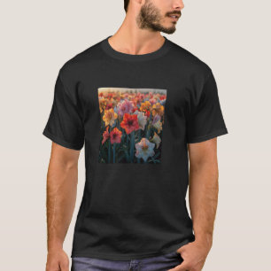 Amaryllis Bloemenveld Mooie zonsondergang Kleurrij T-shirt