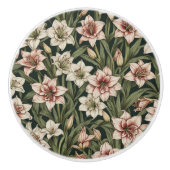 Amaryllis  bloemmotief keramische knop (Voorkant)