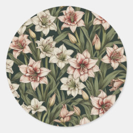Amaryllis bloemmotief ronde sticker