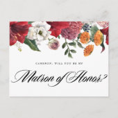 Amaryllis Botanical Will You Be My Matron of Honor Briefkaart (Voorkant)