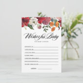 Amaryllis Botanisch Baby shower Wensen voor Baby Informatiekaartje (Staand voorkant)