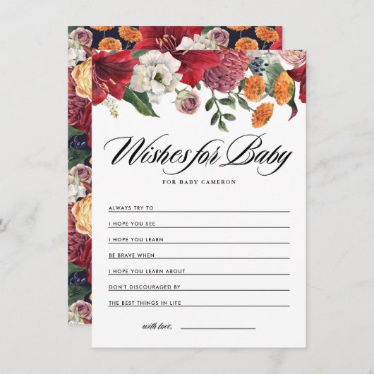 Amaryllis Botanisch Baby shower Wensen voor Baby Informatiekaartje (Voorkant / Achterkant)