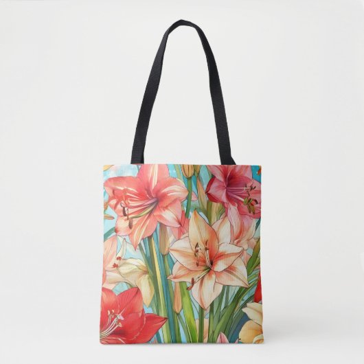 Amaryllis Botanische Bloemen Tote Bag (Voorkant)