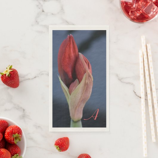 Amaryllis Bud Elegant Floral Slate Blue Servet (Insitu)