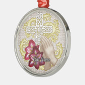 Amaryllis Christian Cross Metalen Ornament (Links)