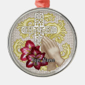 Amaryllis Christian Cross Metalen Ornament (Voorkant)