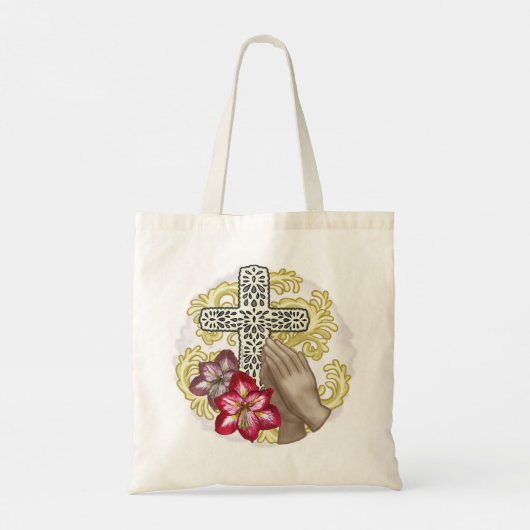 Amaryllis Christian Cross Tote Bag (Achterkant)
