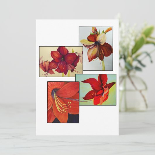 Amaryllis Collage Wenskaart (Staand voorkant)