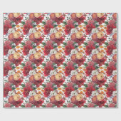 Amaryllis en Chrysanten Bloemenpatroon Cadeaupapier (Vlak)