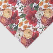Amaryllis en Chrysanten Bloemenpatroon Tissuepapier (Detail)