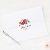 Amaryllis en Chrysanten Bloemetjes Baby Shower Ronde Sticker (Envelop)
