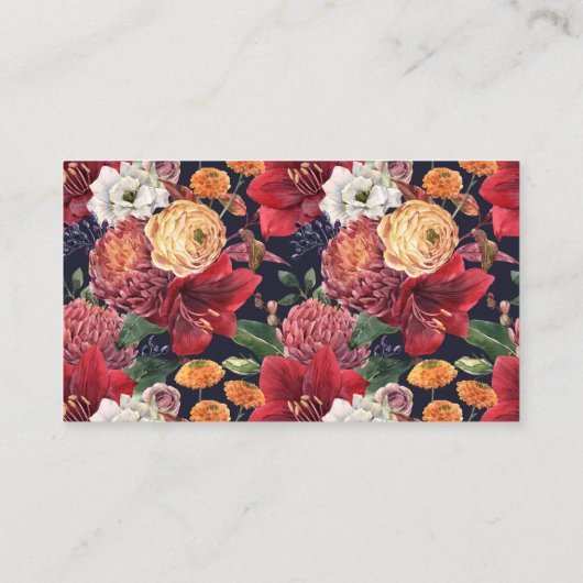 Amaryllis en Chrysanten Botanische bruiloft Plaatskaartje (Achterkant)