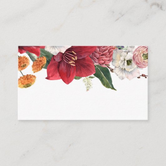 Amaryllis en Chrysanten Botanische bruiloft Plaatskaartje (Voorkant)