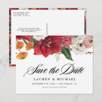 Amaryllis en Herfst Bloemen QR Code Save the Date