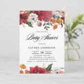 Amaryllis en Mums Botanisch Baby shower Kaart (Staand voorkant)