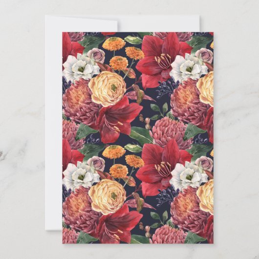 Amaryllis en Mums Botanisch Baby shower Kaart (Achterkant)