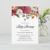 Amaryllis en Mums Botanische Baby Zegen Kaart (Staand voorkant)