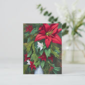 Amaryllis en Poinsettia Floral AI Art Briefkaart (Staand voorkant)