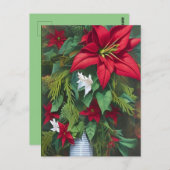 Amaryllis en Poinsettia Floral AI Art Briefkaart (Voorkant / Achterkant)