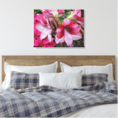 Amaryllis en Poinsettia Red Holiday Flowers Canvas Afdruk (Insitu (Slaapkamer))