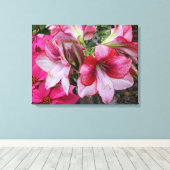 Amaryllis en Poinsettia Red Holiday Flowers Canvas Afdruk (Insitu (Houten vloer))