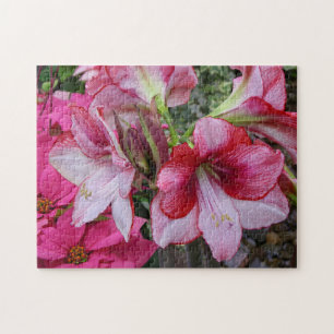 Amaryllis en Poinsettia Red Holiday Flowers Legpuzzel
