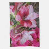 Amaryllis en Poinsettia Red Holiday Flowers Theedoek (Verticaal)