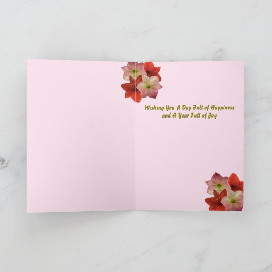 Amaryllis Floral Verjaardag Kaart (Binnen)