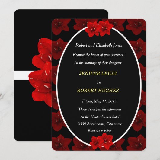 Amaryllis flower bruiloft kaart (Voorkant / Achterkant)