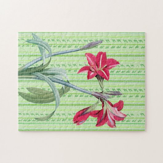  Amaryllis Flower Retro Art Legpuzzel (Horizontaal)