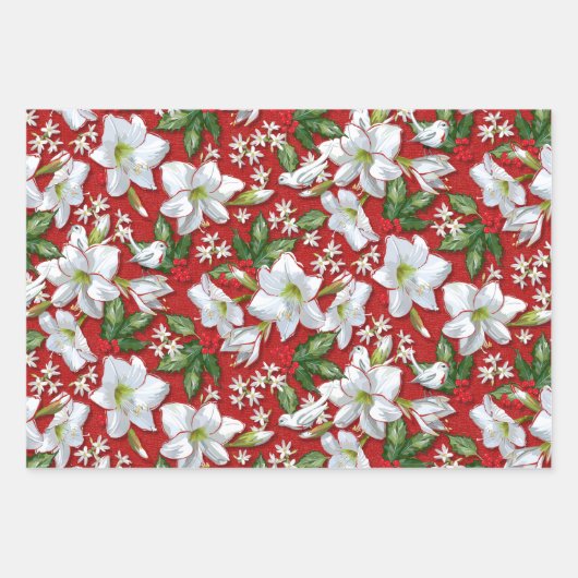 Amaryllis, Holly & Doves Inpakpapier Vel (Voorkant 2)