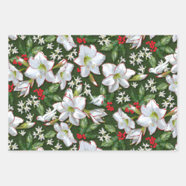 Amaryllis, Holly & Doves Inpakpapier Vel