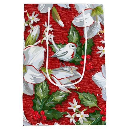 Amaryllis, Holly & Doves Medium Cadeauzakje (Achterkant)