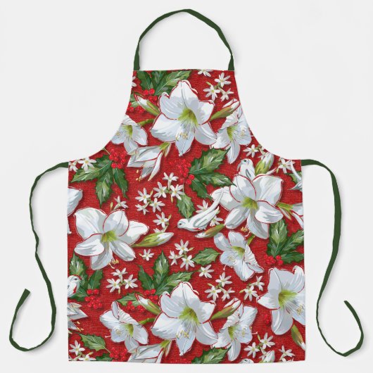 Amaryllis & Holly Rode Kerstmis Schort (Voorkant)