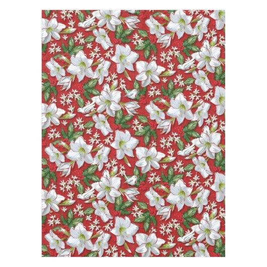 Amaryllis & Holly Rode Kerstmis Tafelkleed (Voorkant)