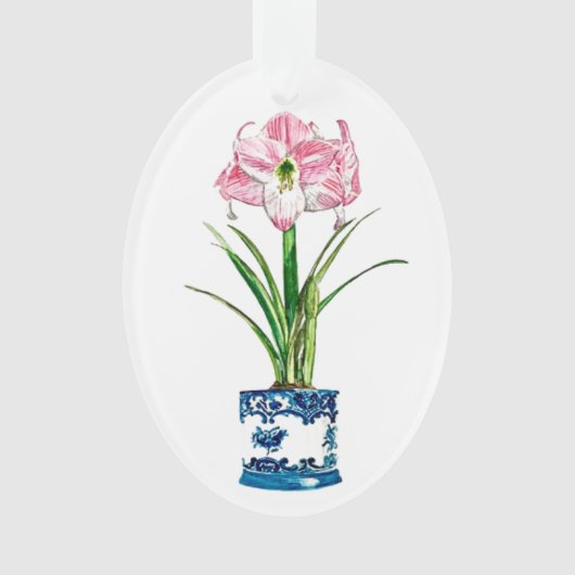 AMARYLLIS IN DELFT POT CHRISTMAS ORNAMENT (voorkant)