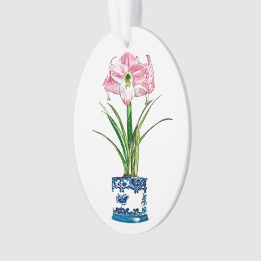 AMARYLLIS IN DELFT POT CHRISTMAS ORNAMENT (voorkant)